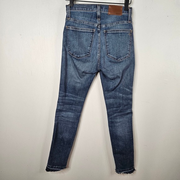 Madewell 10" High Rise Skinny Jeans Drop Step Hem 24P Blue Distressed Denim - Picture 7 of 10